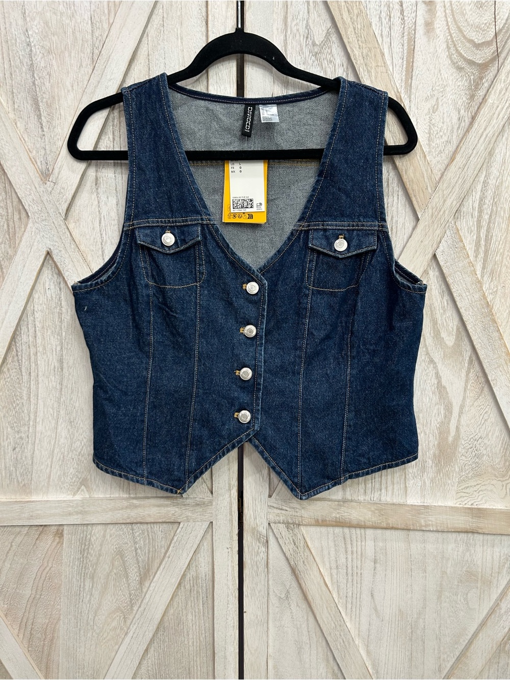 H&M Dark Blue Denim Crop Vest